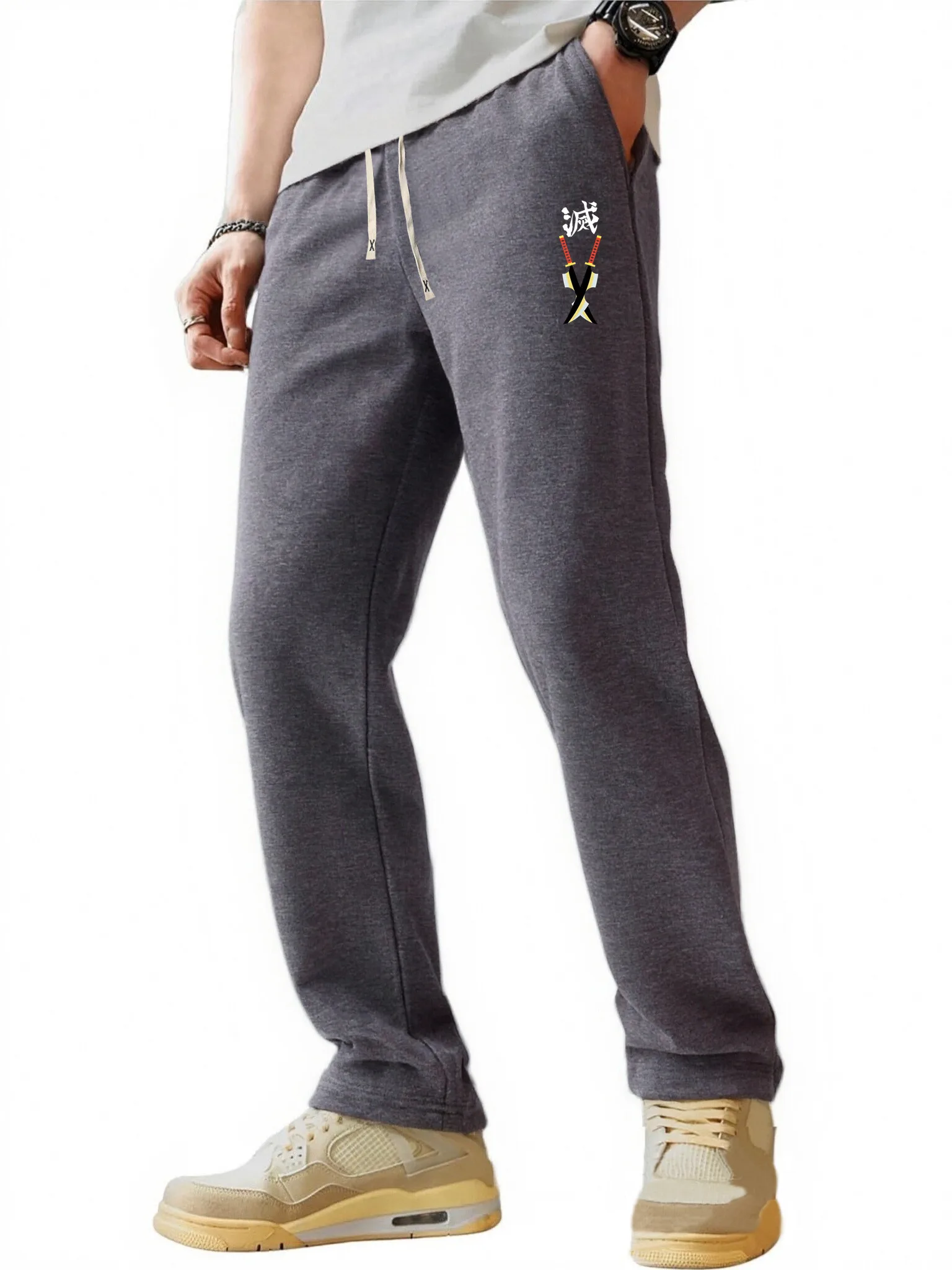 Autumn Winter Casual Pants Men Elastic Waist Black Brown Grey Khaki Trousers Men Fleece Jogger Sweatpants Male Plus Size S-3XL