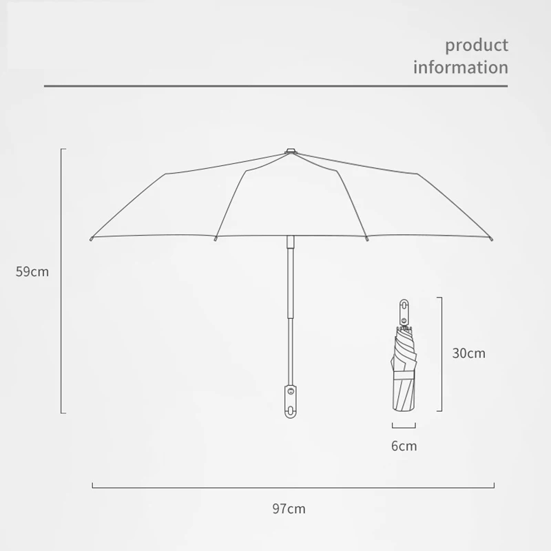 Triple Fold Circle Umbrella with Lock Buckle Self opening and Closing Umbrella Umbrella Black Glue Anti UV Sunshade Umbrella