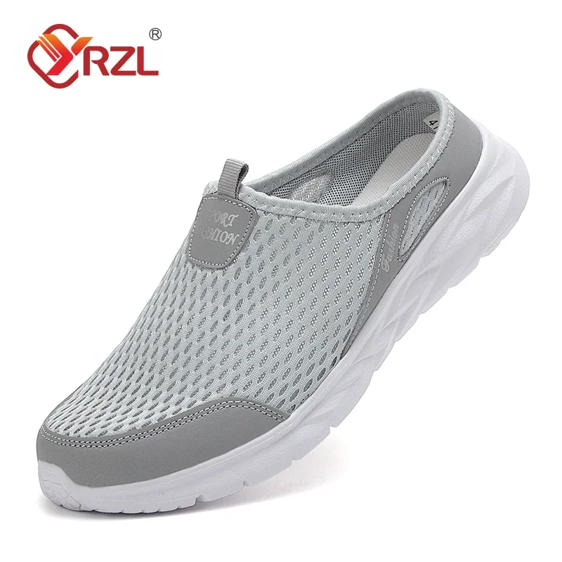 

YRZL Half Slippers Mens Summer Breathable Mesh Mens Shoes Outdoor Casual Walking Shoes Large Flat Light Mesh Slippers Sandals