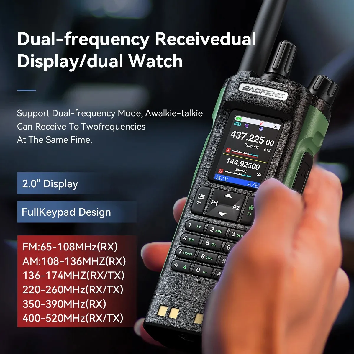 Walkie Talkie Baofeng UV-32 GPS 10W Bluetooth Wireless Programming Copy Frequency Air Band Long Range Type-C Two Way Ham Radio