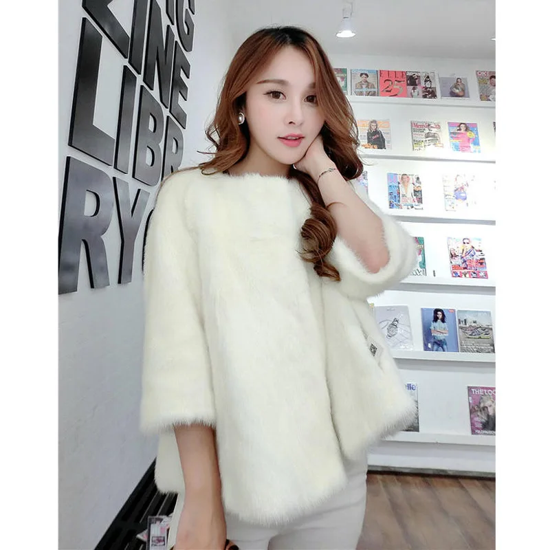 

Winter New Korean Version Slim-fit Imitation Rabbit Fur Coat Women's Solid Color Warm Imitation Fur Women