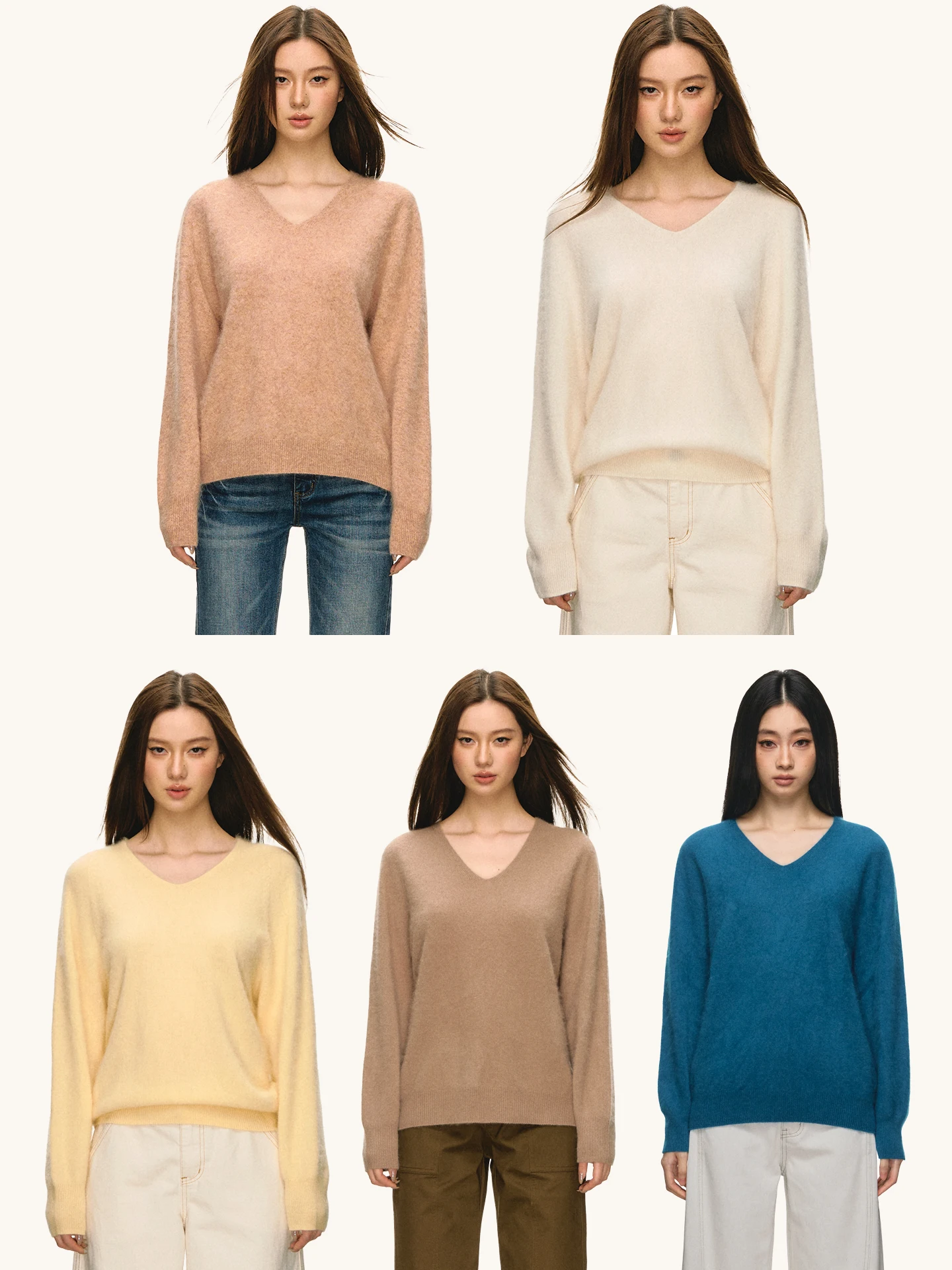 

Anna Aneae Sl цельный шерстяной свитер Camere женский мягкий теплый весенне-осенний V-Ne Long Sve цвет стандартной посадки