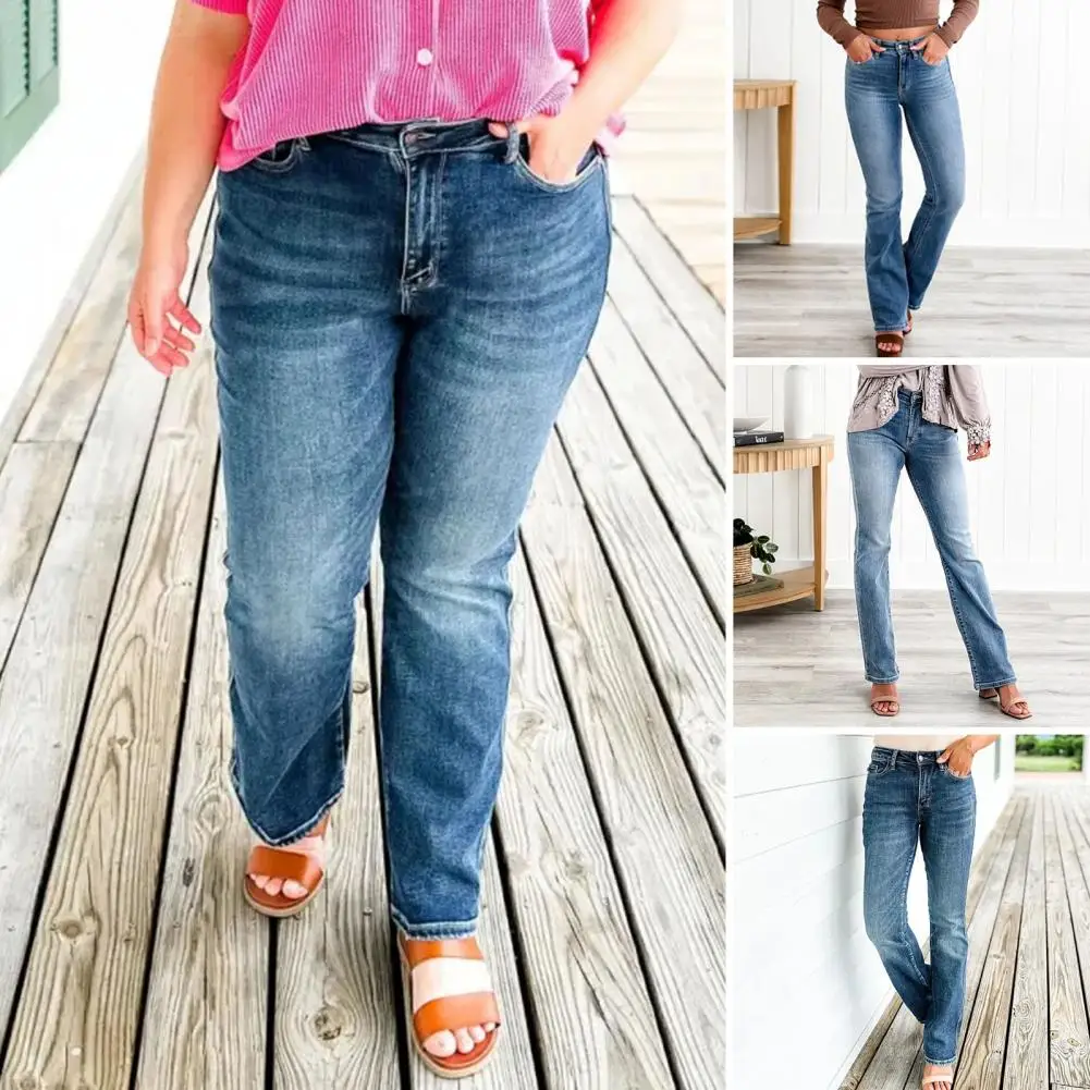 

Women Denim Jeans High Waist Women's Jeans with Gradient Color Multi Pockets Soft Breathable