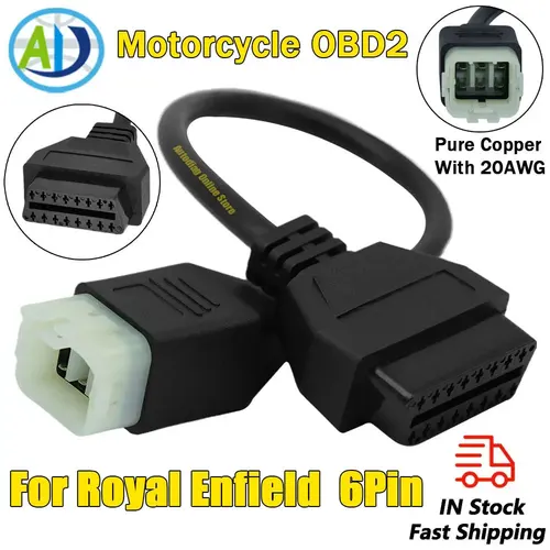 Para Royal Enfield 6Pin OBD2 Cable de herramientas de diagnóstico para Interceptor 650cc/Continental GT 650cc/535cc Cable adaptador OBD de motocicleta