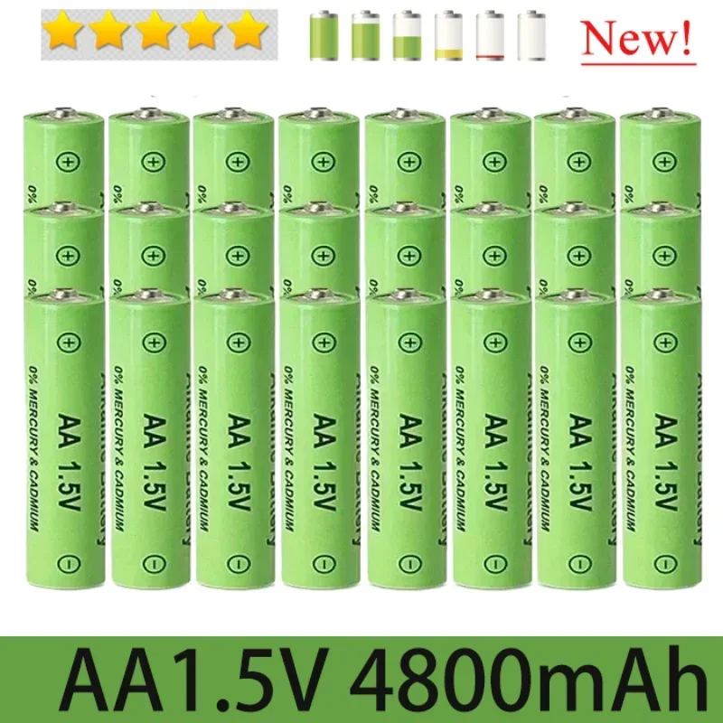 

2024 best-selling 100% AA rechargeable battery 1.5V 4800mAh, Alkaline technology for LED lights, toy cameras