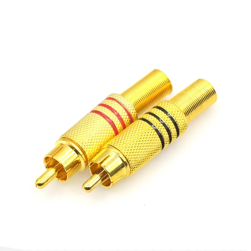 2 pezzi oro rosso nero molla in metallo connettore RCA spina jack maschio connettori AV per PC audio vedio saldatura parti fai da te