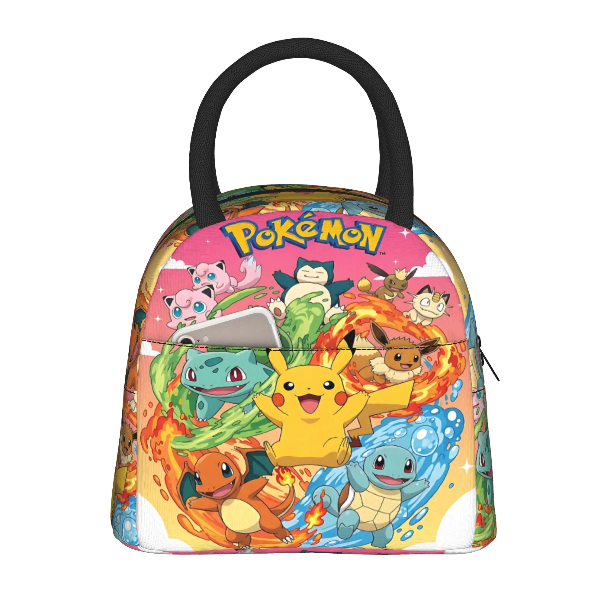 Pokemon Theme Handbag Insulated Lunch Bag Ice Pack Rice Bag  bolsa Student Bento Lunch Handbag Insulation