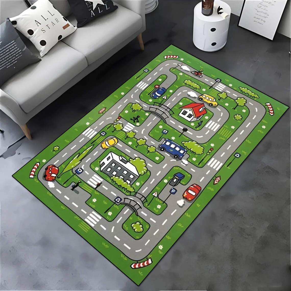 Commercial Road Printing - Cartoon City Road Map Print Kids