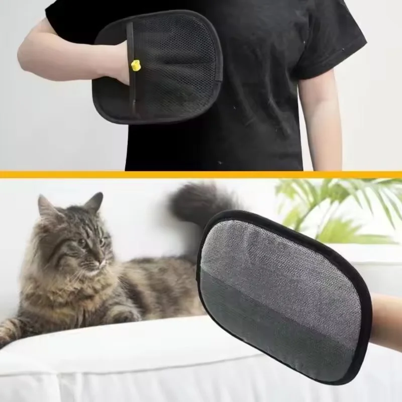 Pet Hair Remover Glove Double Sided Brush For Dogs Cats Reusable Static Electricity Pet Fur Removal Glove Pet Hair Cleaning Tool view 3