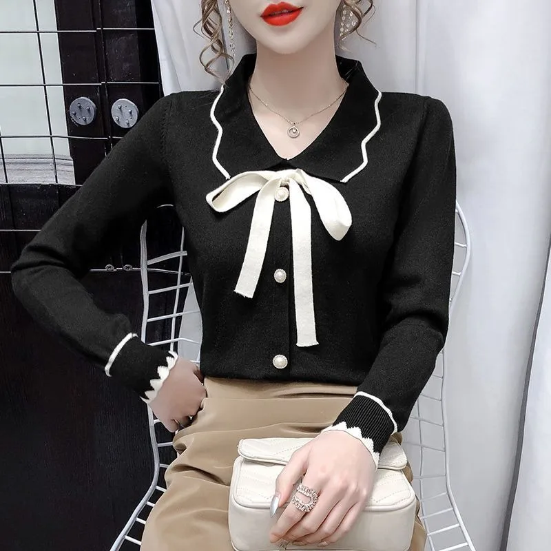 2024 Spring and Autumn New Elegant Women\'s Chiffon Shirt Fashion Long Sleeve Shirt Women\'s Inner Base Shirt Loose Blouse