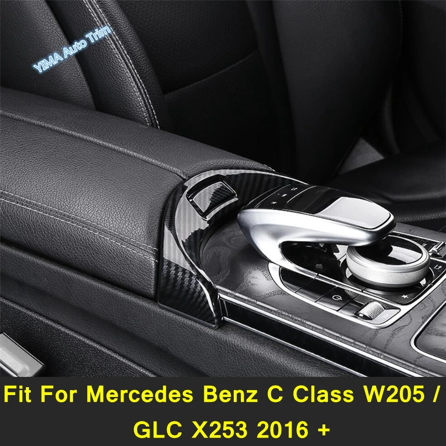 

Carbon Fiber Look Armrest Box Lock Cover Switch Button Trim Fit For Mercedes Benz C Class W205 / GLC X253 2016 - 2021 Interior