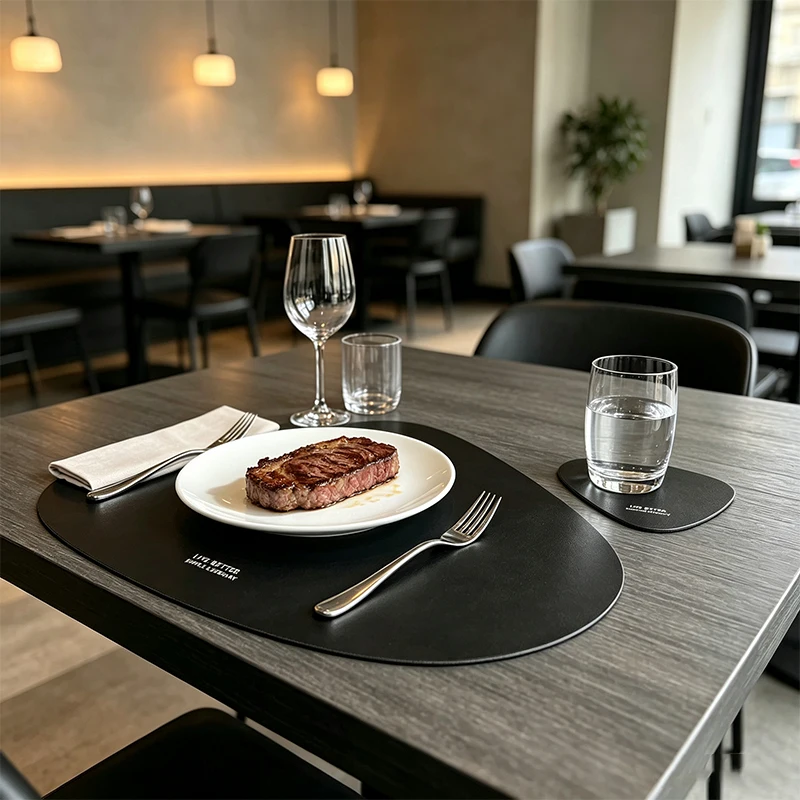 2/4/8/12pcs Leather Placemat with Waterproof Wipe-Clean Surface Complimentary Coaster for Dining Room Kitchen Office Mouse Pad