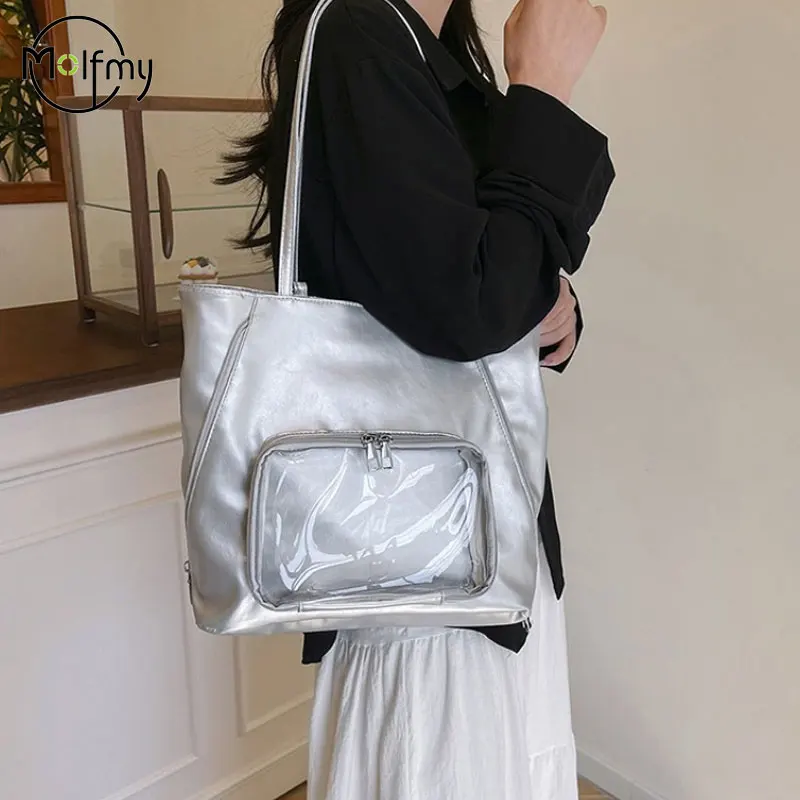 Y2k Shoulder Bag Women Korean Transparent Ita Bag Large Capacity School Crossbody Handbag Female Japanese Designer Handbag Purse