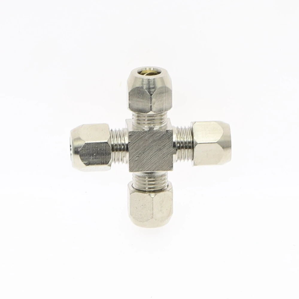 1 stücke 4 6 8 10 12mm Rohr OD 4way Messing öl Kompression Rohr Rohr Armaturen Anschluss