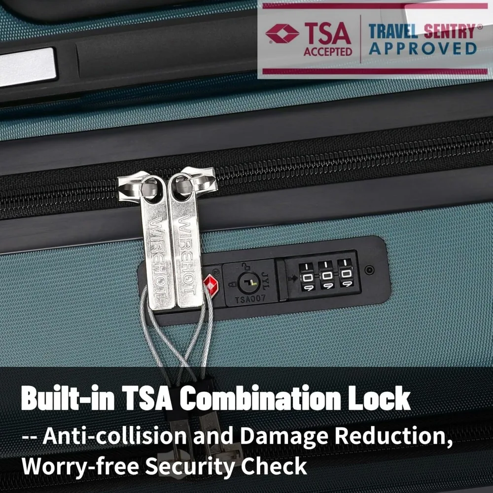 Bagaglio a mano tascabile per laptop da 20 pollici con apertura frontale con guscio rigido, ruote girevoli, lucchetto TSA e cerniera YKK - Viaggio compatto