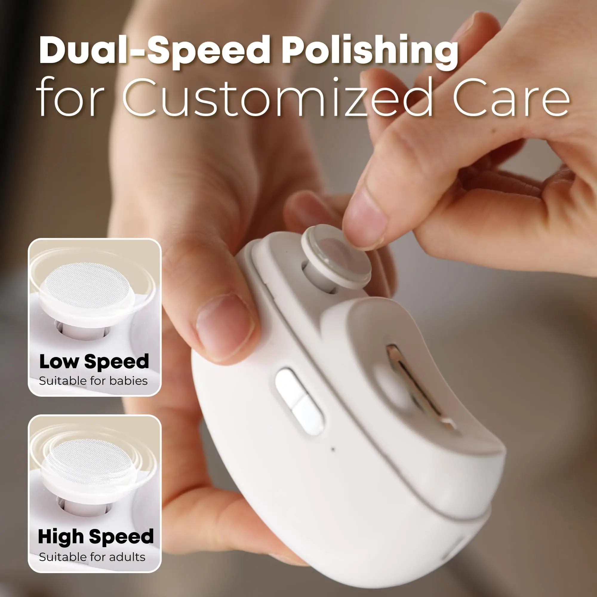 Elektrische automatische nagelknipper - 2 in 1 automatische vingernagelsnijder en polijstschuurmachine voor baby's, senioren en volwassenen, USB oplaadbaar