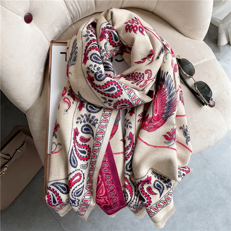 WeHello-Vintage Style Shawl Autumn/Winter High Quality Thermal Scarf Bohemian Ethnic Style Winter Cashmere Shawl