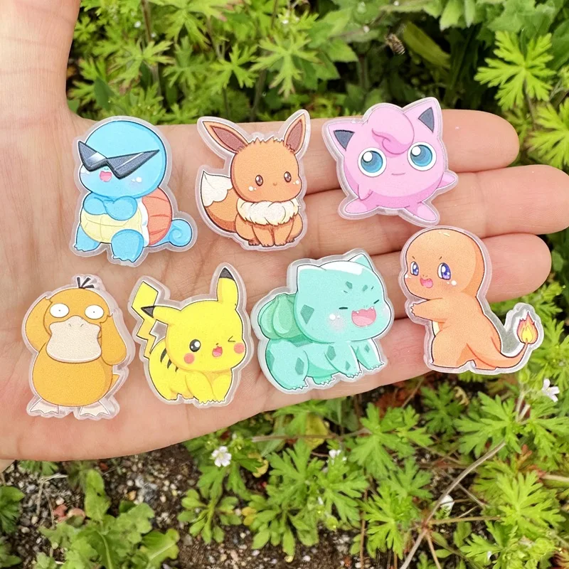 ポケモン両面エンボス加工スルーホールビーズdiyブレスレット、電話チェーン、バッグハンギング、車ハンギング、ジュエリーアクセサリー、30mm