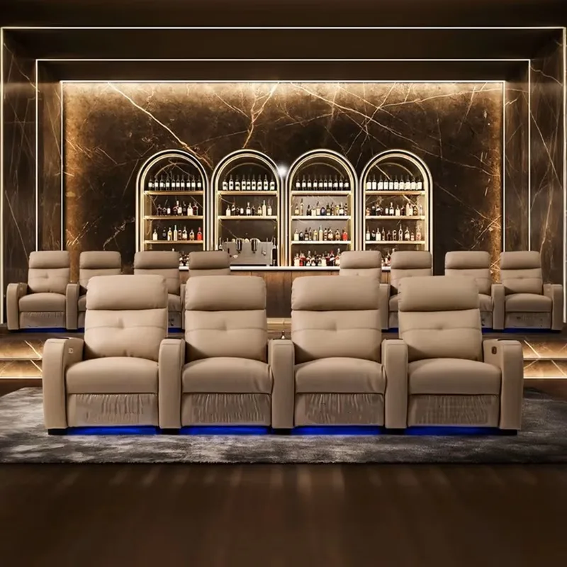 Luxury Leather Cinema Sofa Recliner with Electric Adjustable Features for Home Theater School Hotel & Hospital Use