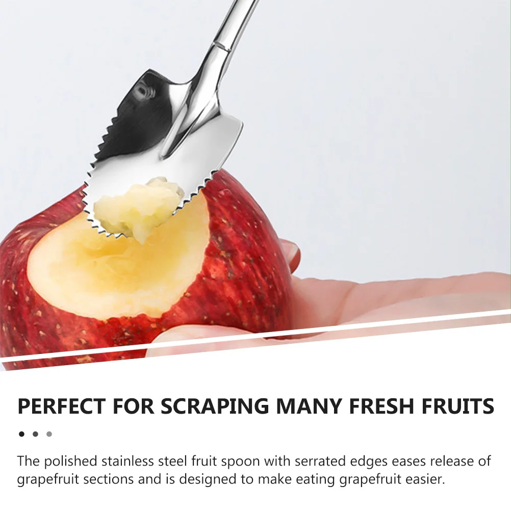 

3 шт. ложка для фруктов из нержавеющей стали с зубчатым краем, дизайн отверстия для грейпфрута, персика, арбуза, соскабливание, гладкая ручка