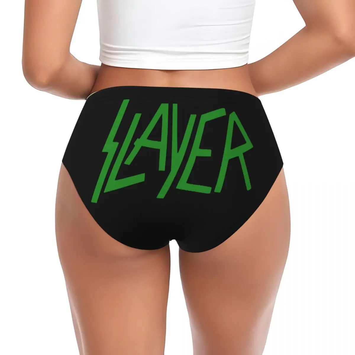 Custom Green Heavy S-Slayers Thrash Metal Brief Panties Women Comfort Rock Roll Band Underwear