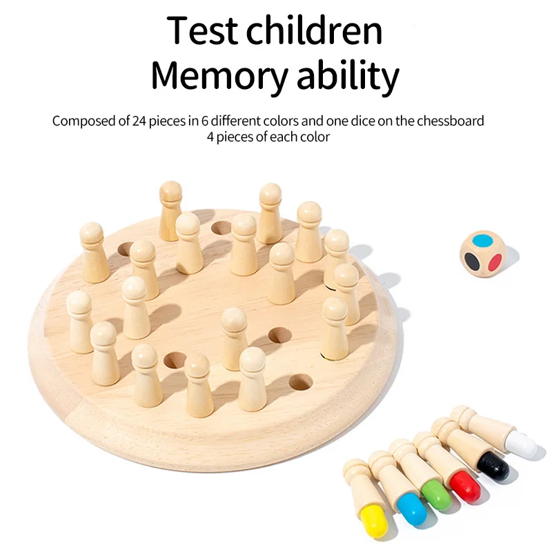 Wooden Chessboard Color Memory Chess Game Memory Concentration Training Wooden CHILDREN\'S Early Education Educational Toys