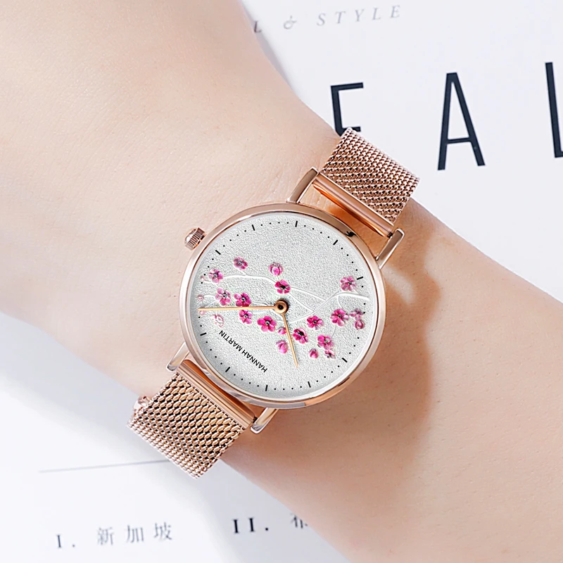 Japan Quartz Movement 10D Red Plum Blossom Genuine Leather Band Female Watch Ladies Wristwatches New Design Watches For Women