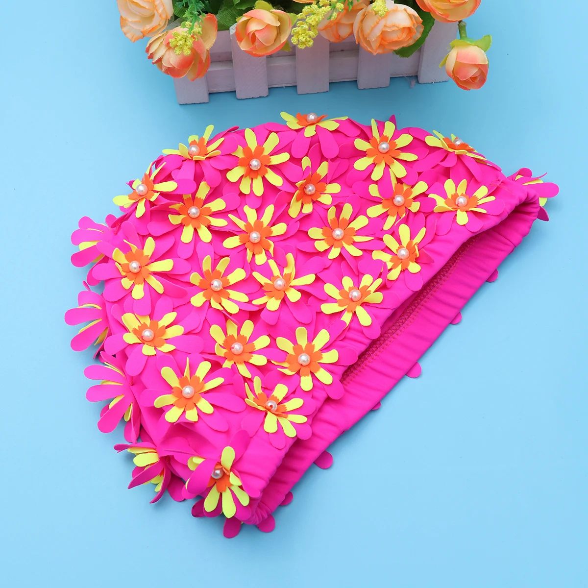 

Petal Swimming Cap For Women Adult Floral 3D Flower Design Bright Color Comfort Fit Pool Beach Swim Hat Bathing Cap