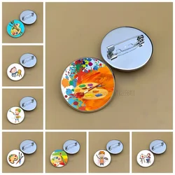 Color palette brooch for a friend who loves drawing glass round pin Wholesale gifts for art studios