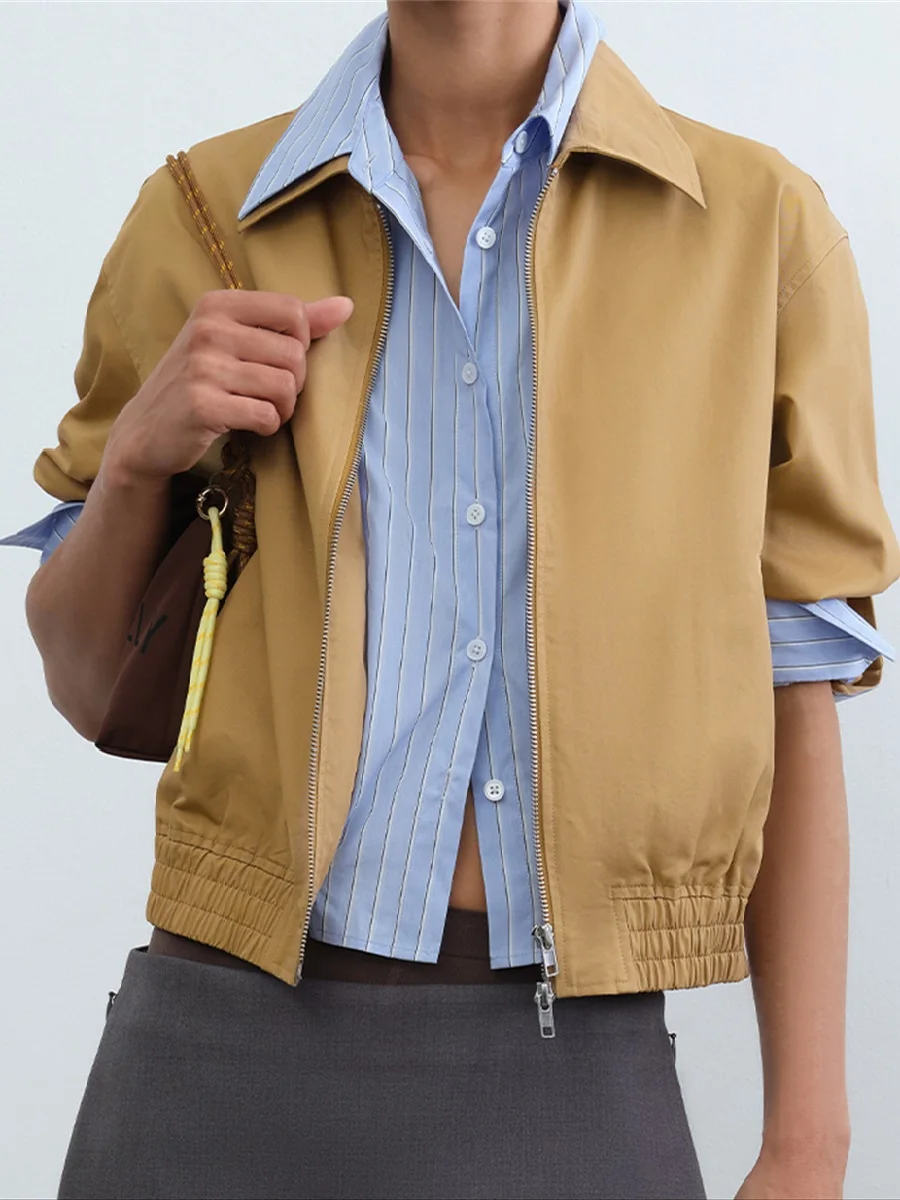 

traf 2025 Fall Women's Jacket Fake 2-Piece Satin Panel Shirt Loose Casual Ladies Top Coat y2k New High Quality Zipper Coat bra