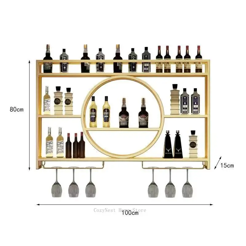 For round bar wine cabinet wall-mounted wine rack home restaurant wine rack display cabinet living room upside down goblet rack
