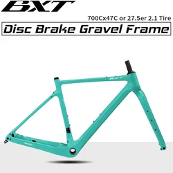 BXT Carbon Gravel Bike Frame, Road Bike Disc Brake Bicycle Frameset,fit 700Cx47C or 27.5er 2.1 Tire