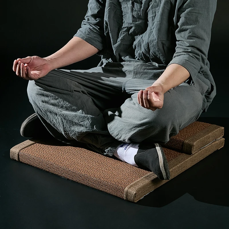 النمط الياباني غرفة الركوع وسادة اليوغا حصيرة الخيزران الطبيعي الحرير التأمل حصيرة للمنزل تنفس مريحة غرفة الشاي وسادة