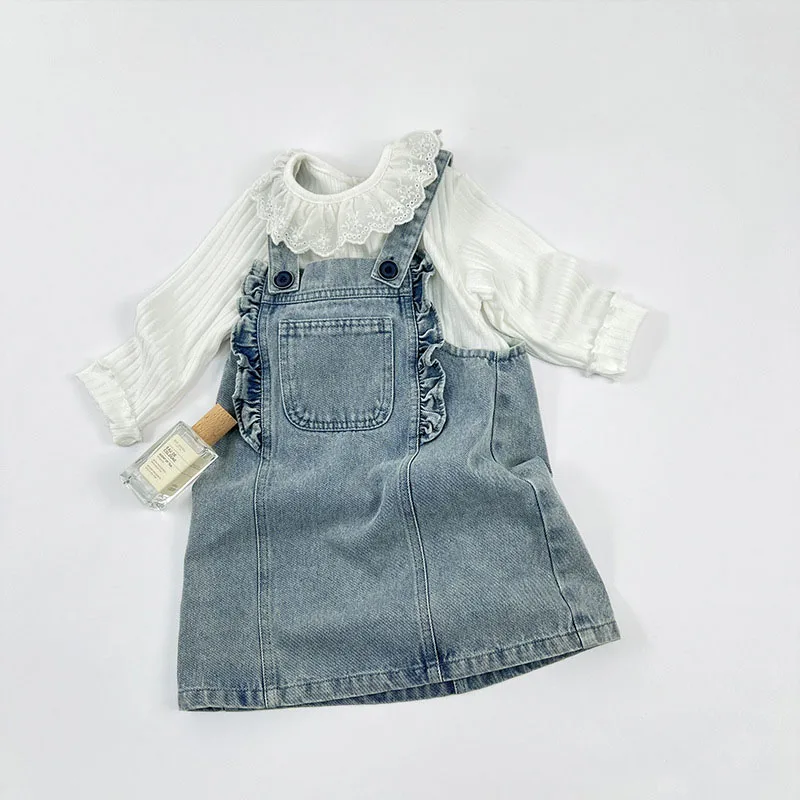 New 2026 Little Girls Spring Dress Summer Clothing Demin Dresses For Girl Cute Size 2 3 4 5 6 7 8 Years Jumper Skirt With Pocket