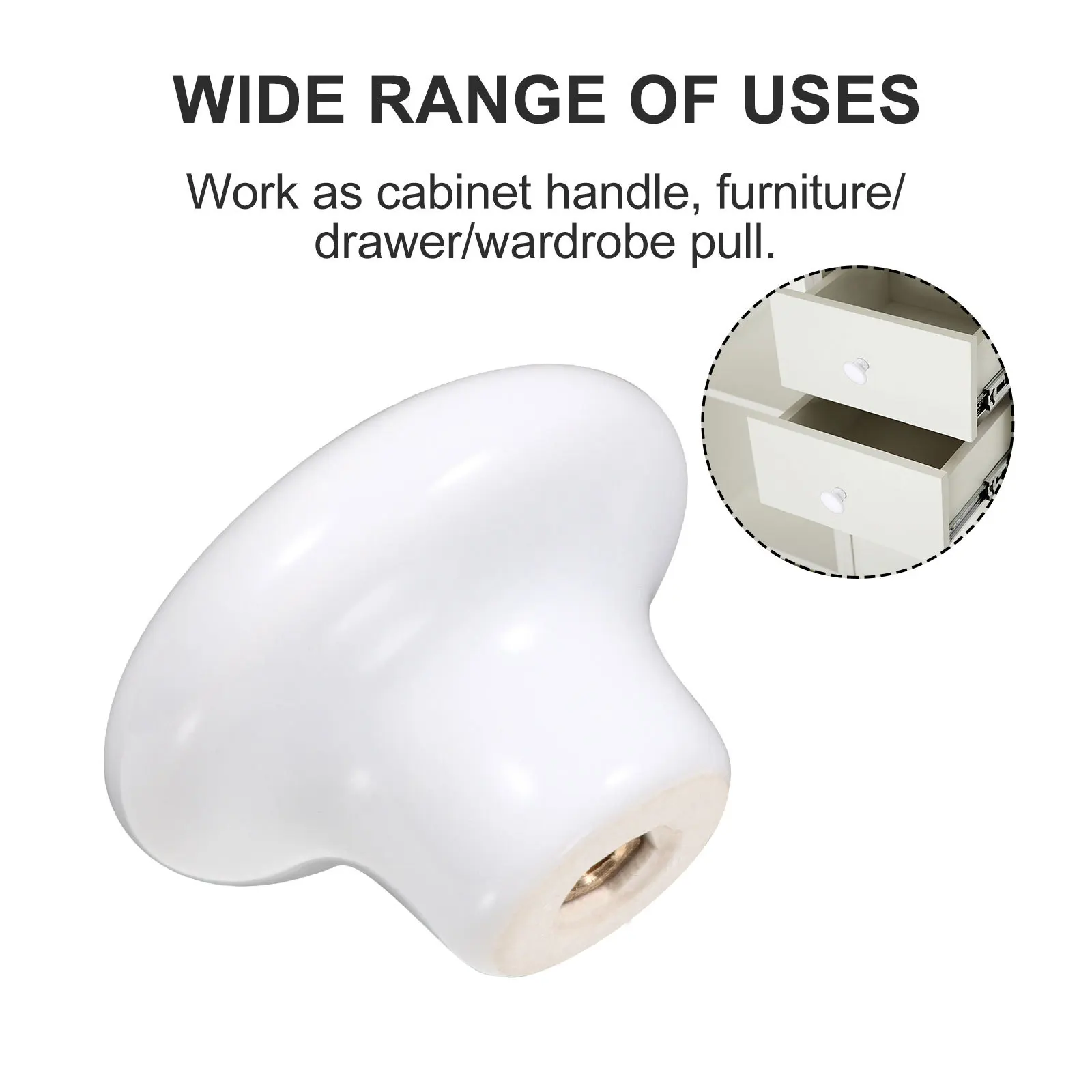 

10Pcs Round Ceramic Drawer Knobs White Durable Cabinet Pull Handles for Doors Cabinets Cupboards Dressers Furniture