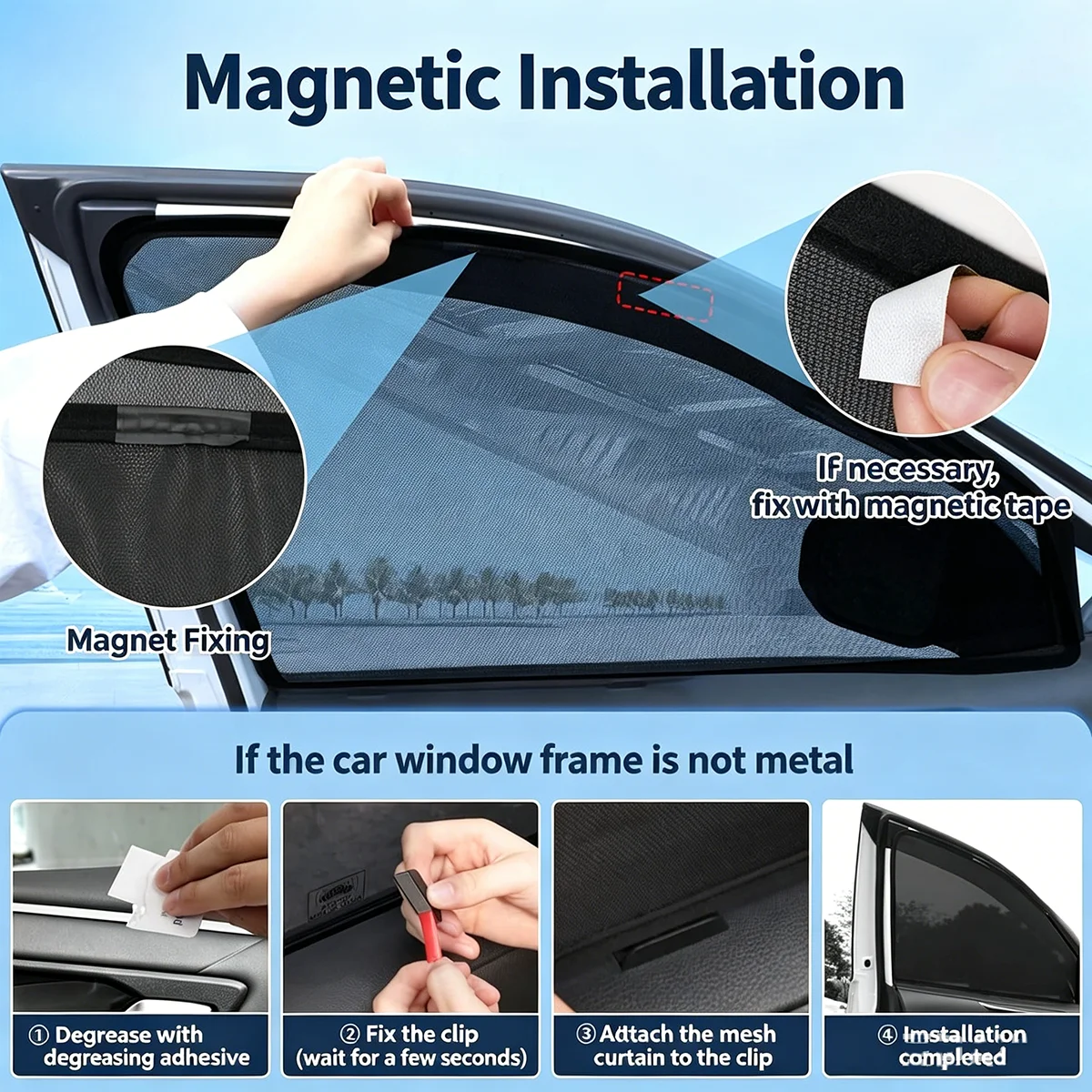 Car Full Coverage Sunshades For Toyota Land Cruiser Prado J120 LC120 FJ120 2003~2009 Magnetic Mesh Sunshades  Window Sunshade