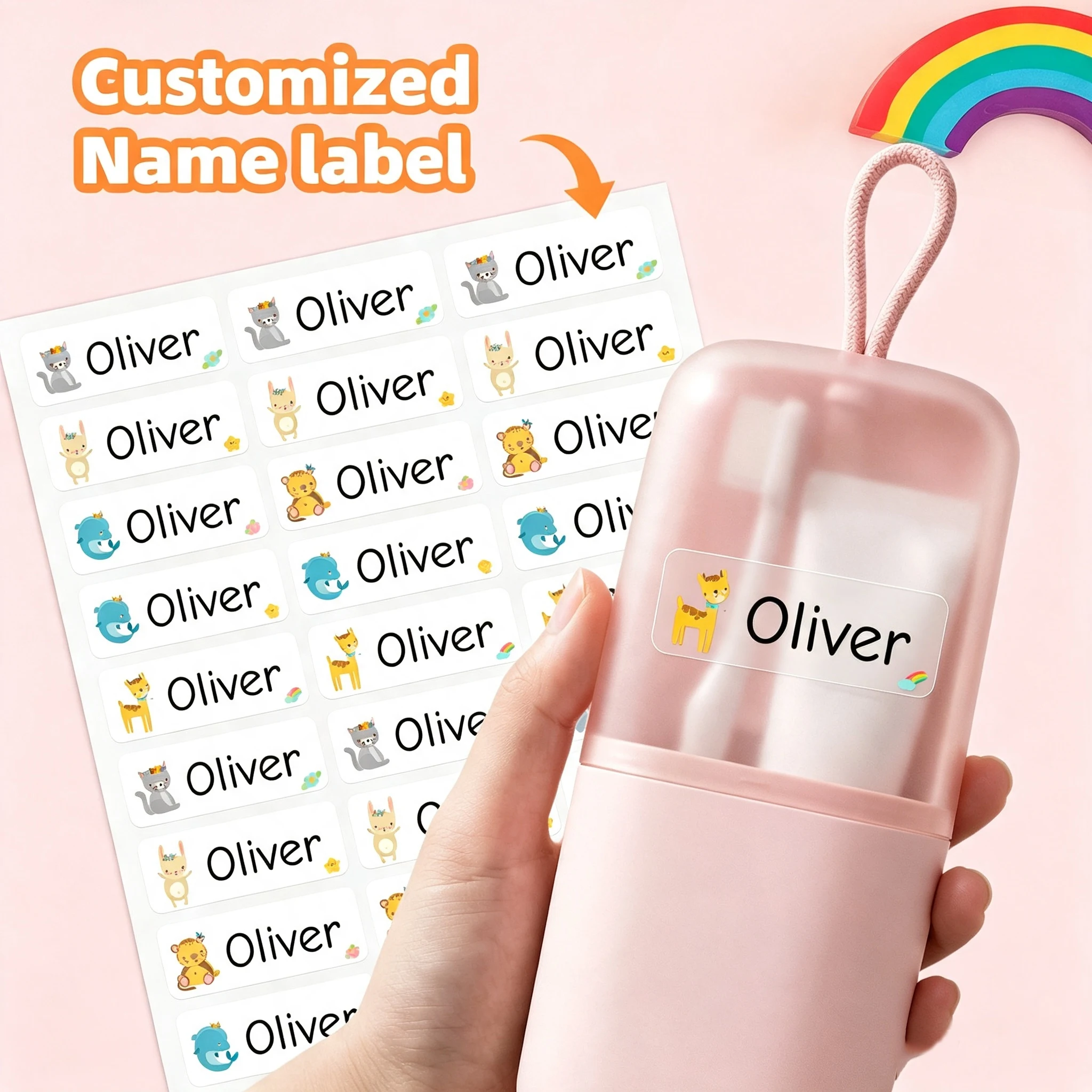 1-200Pcs Custom Personalized Waterproof Name Stickers Travel Luggage Snack Bags Storage Pouches Gift Box Labels