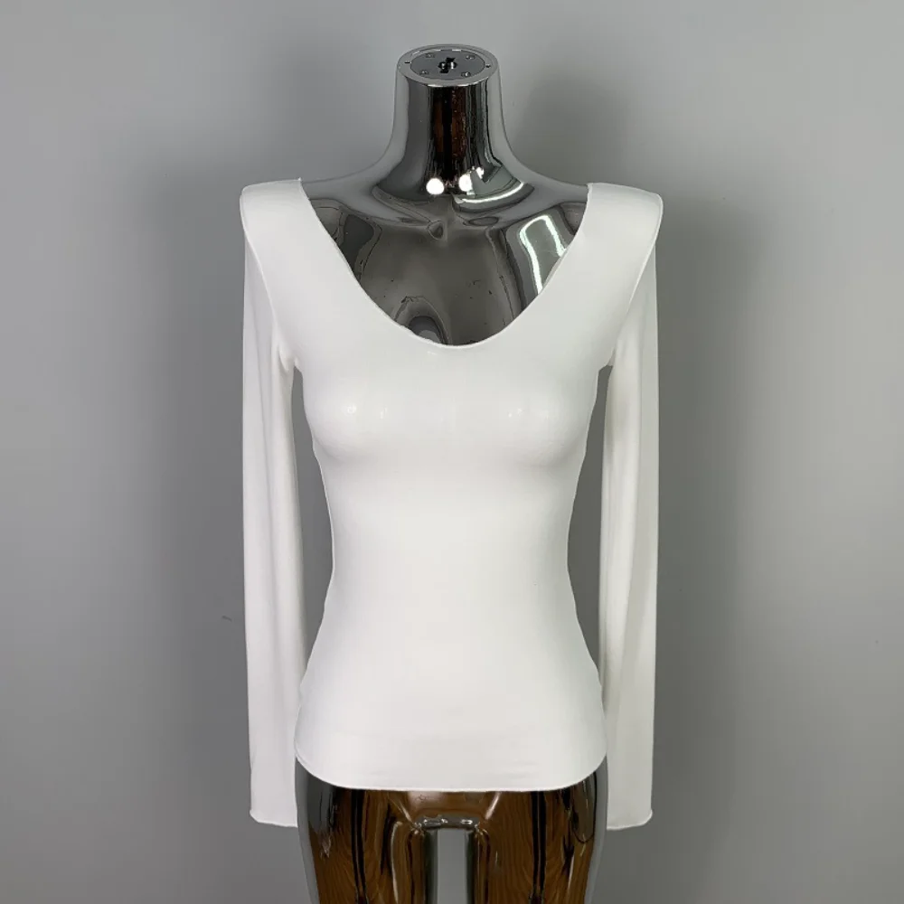 See Through Long Sleeve Oversize T Shirt Women Sexy Back Bandage Off Shoulder Top Female Basic Long Tees Korean Chic Lady slim s