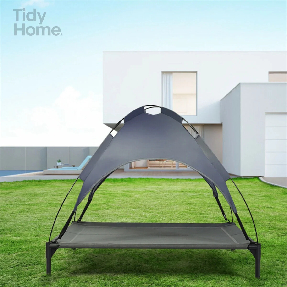 

41.5" x 34.5" Dog Cot with UV Protection Canopy Shade,Elevated Portable Dog Cot Pet Bed with UV Protection Canopy Shade