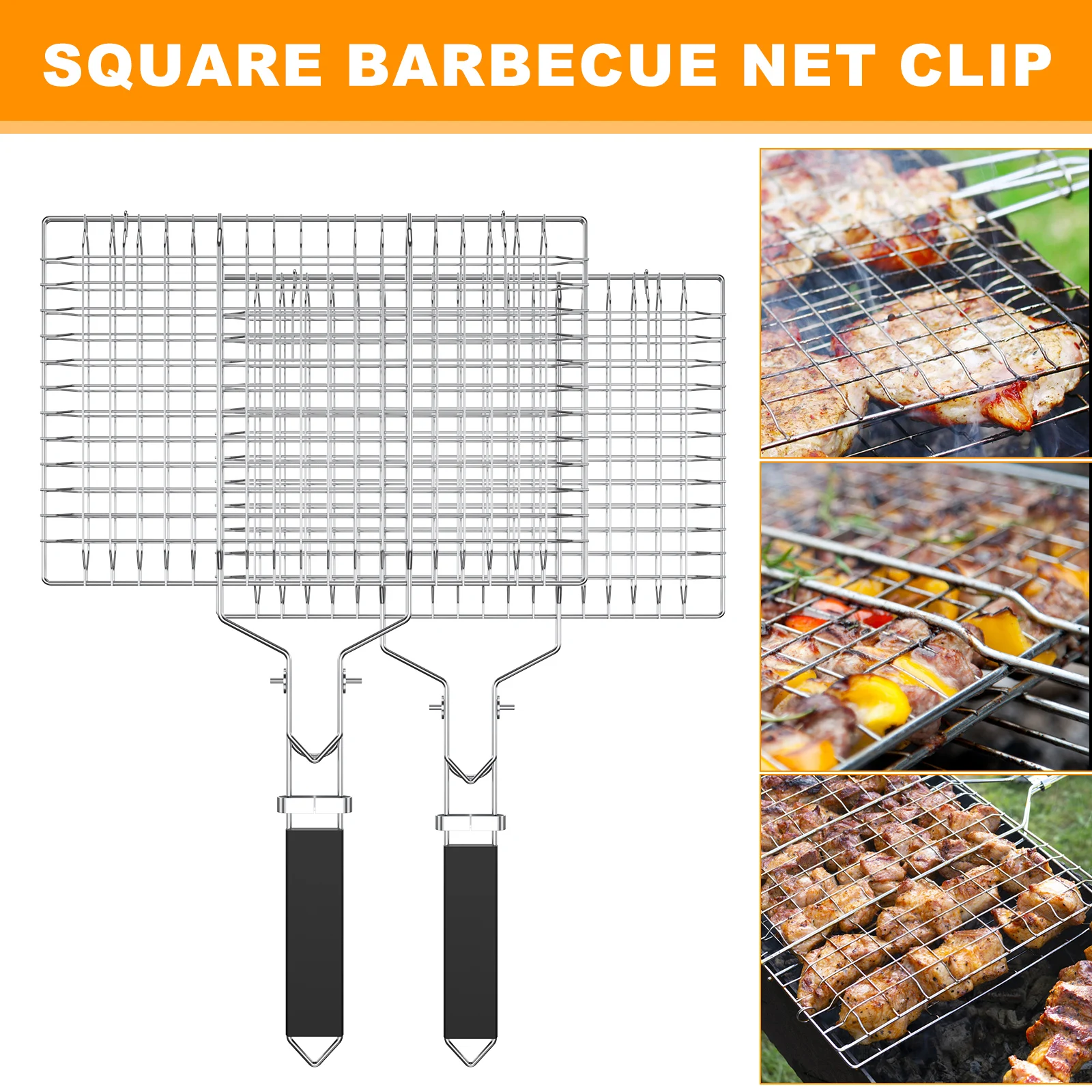 Stainless Steel Grill Basket with Easy Open/Close Lid Portable BBQ Grill Basket with Foldable Handle Large Capacity Grilling