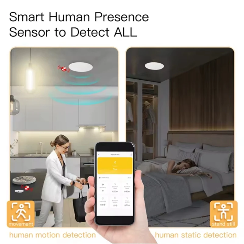 Tuya ZigBee Human Presence Detector Radar Detection Sensor Photometric 2 in 1 Function Smart Life Ceiling PIR Hub-A69M