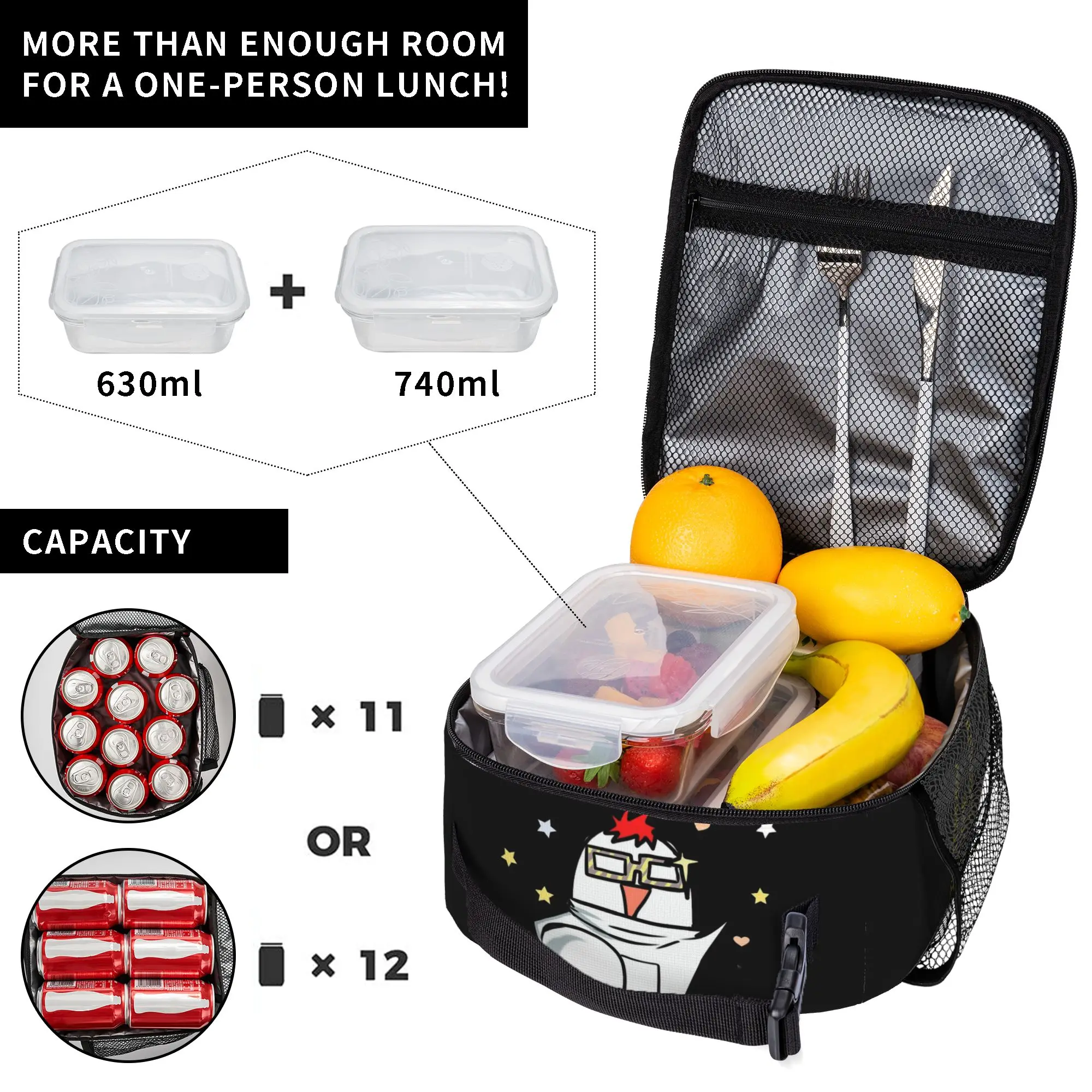 Mystic 707 Collection Messengers Insulated Lunch Tote Bag for Outdoor Funny Meme Portable Cooler Thermal Spacious Food Bag