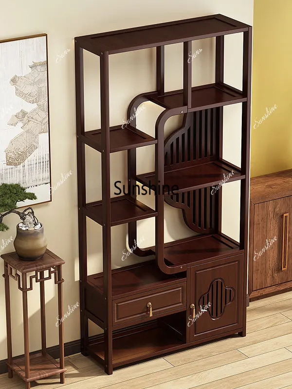 New Chinese solid wood bogu frame tea set shelf antique ornament storage rack