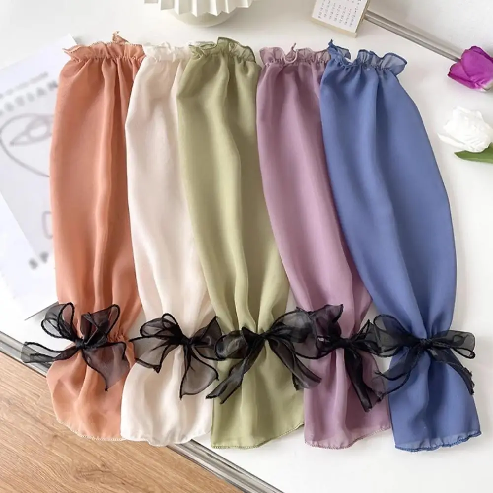 Camisa de protección solar de seda de hielo para mujer, blusa de manga con lazo y bloqueo UV, Top de manga acampanada de gasa perlada, transpirable para conducir