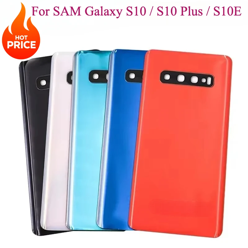 For SAM Galaxy S10 / S10 Plus / S10E G973 G975 Battery Back Cover Rear Door 3D Glass Panel Housing Case Camera Lens Replace