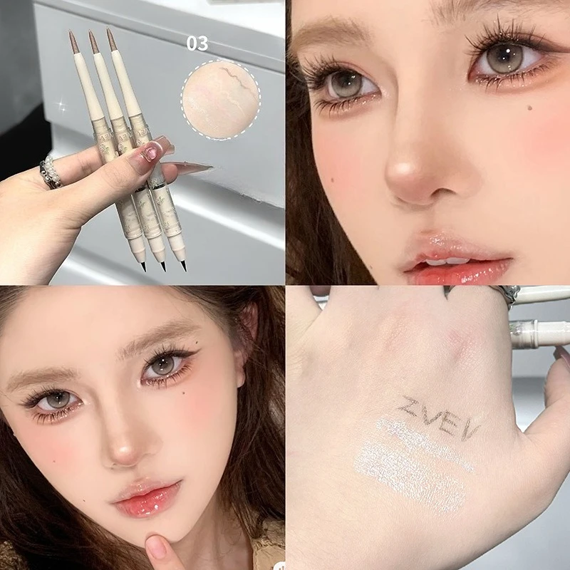 Penna Aegyo Sal a doppia estremità Evidenziatore di perle 2 in 1 e fodera per ombra per definizione sotto gli occhi Effetto coreano per l'ingrandimento degli occhi naturale