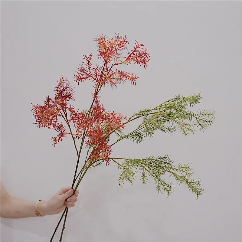 Simulation Asparagus Fern Green Plants Floral Soft Glue Artificial Plant Long Branch Autumn Red Bamboo Shopping Mall Decoration