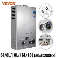 VEVOR Propane Gas LPG Hot Water Heater 6L/8L/10L/12L/16L/18L Tank Tankless Stainless Steel Water Heater Kit For Camping Indoor