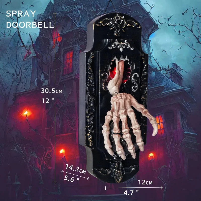 Halloween Spray Luminous Doorbell Touch Sound Sensor Scary Skeleton Hand Funny Door Lock Haunted House Halloween Home Decoration