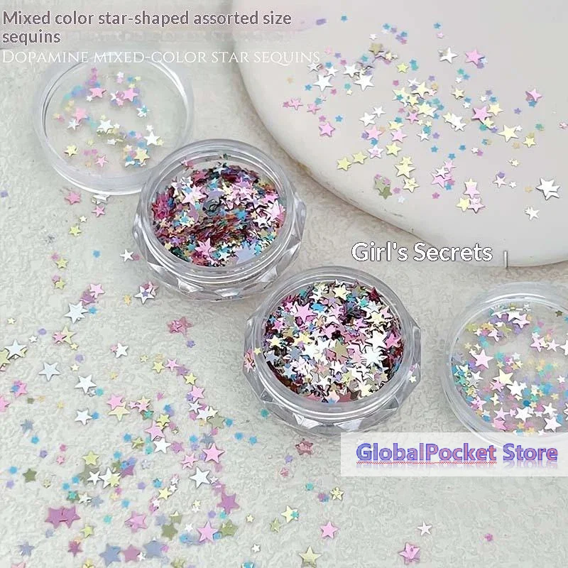 [TG823]Star Sequin Mixed Five Pointed Star Colorful Laser Nail Glitter DIY Nail Charm Manicure Decoration Accessories